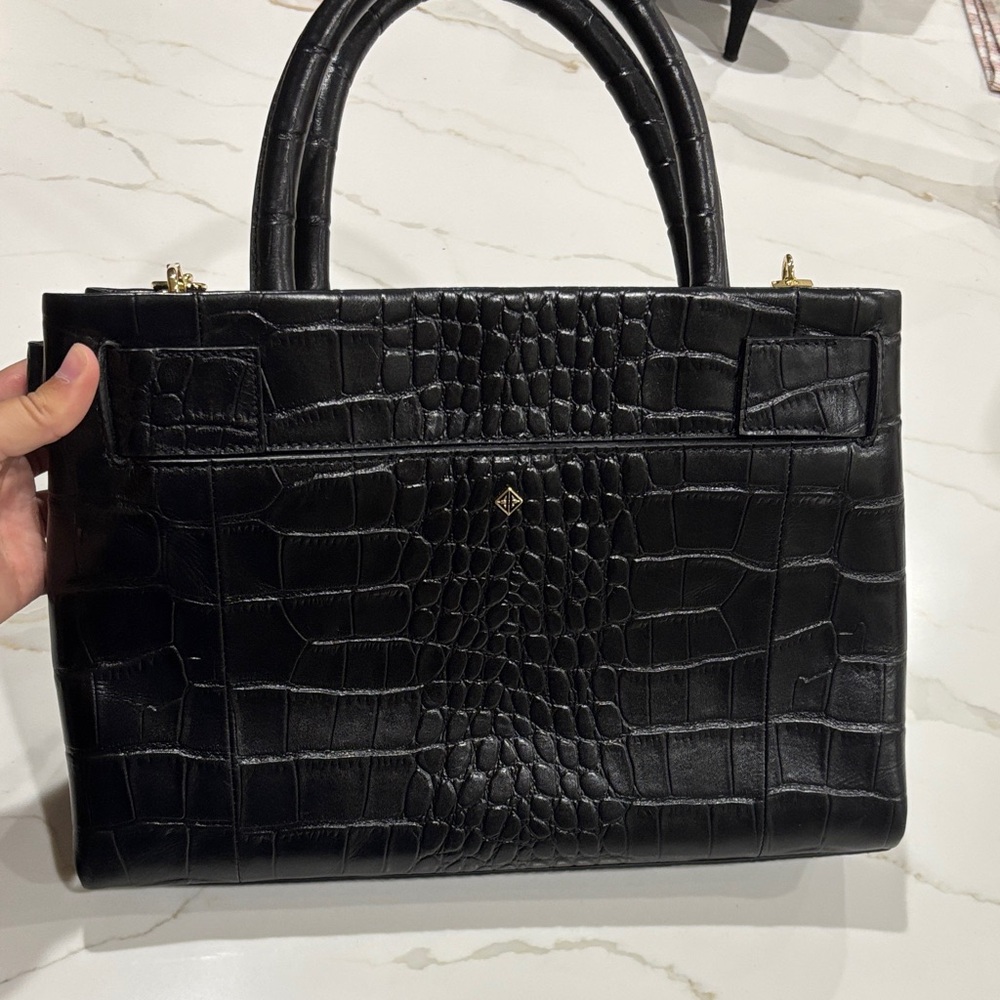 ANTONIO MELANI Black Crocodile-Embossed Purse